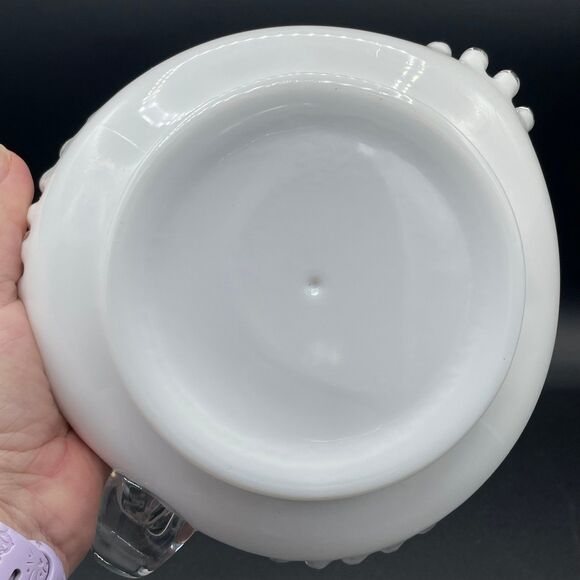 Fenton Milk Glass Heart Shape Nappy Candy Dish w/ Silver Crest Ruffled Edge - Picture 5 of 12